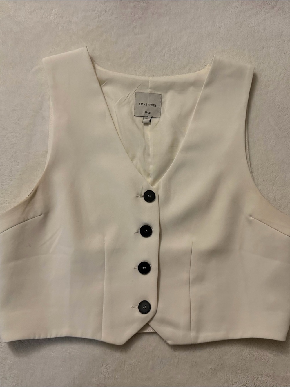 Love Tree Ivory V-Neck Vest